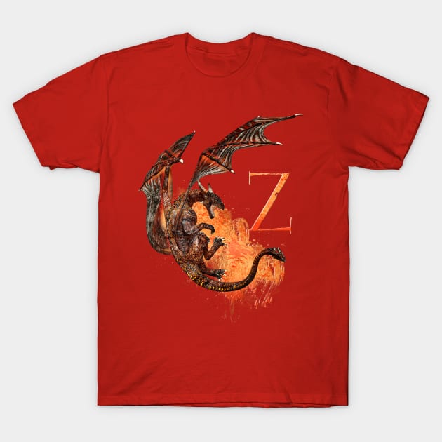 Drachen Buchstabe Z T-Shirt by AndreaTiettje